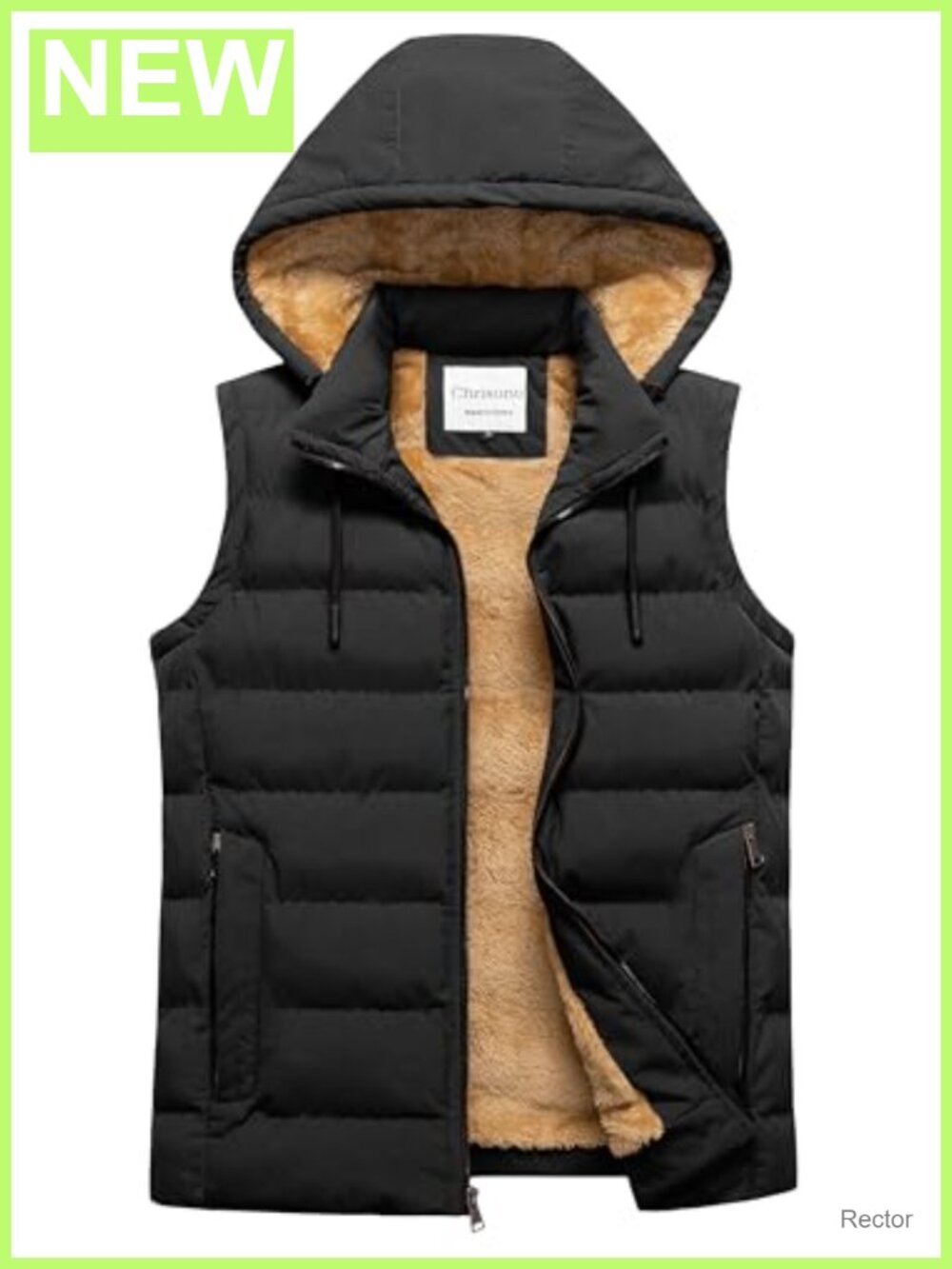 Men's Lightweight Quilted Puffer Vest Fleece Lined Removable Hood Sleeveless